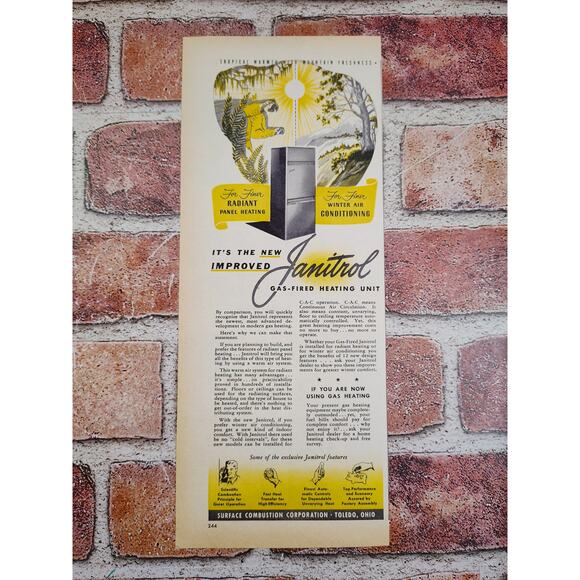 1950 Janitrol Gas Fired Heating Unit Tropical Warmth Mountain Fresh Vtg Print Ad - Picture 6 of 6